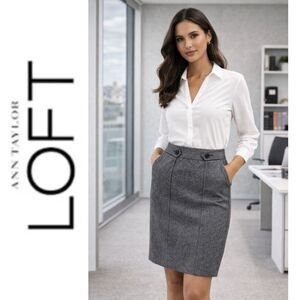 Ann Taylor LOFT Wool Blend Grey Skirt